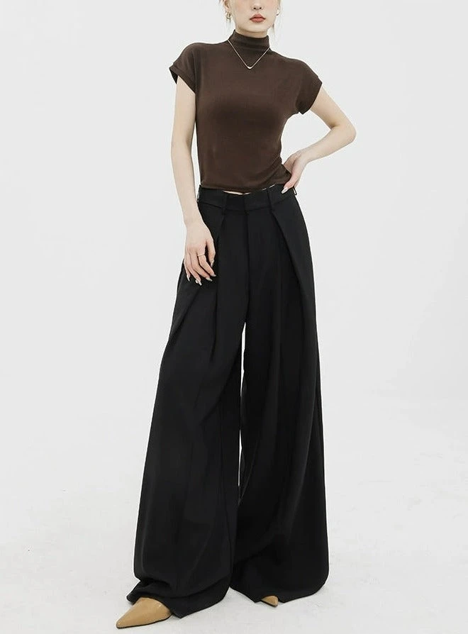 Wide Leg Criss-Cross Pleated Palazzo Trousers 20 Wide Leg Criss-Cross Pleated Palazzo Trousers - Image 20