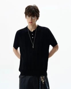Ribbed Knit Short Sleeve Polo Shirt 21 Ribbed Knit Short Sleeve Polo Shirt -Modern Wear Shop bf3415a5508e2dde7195394b2cad6773