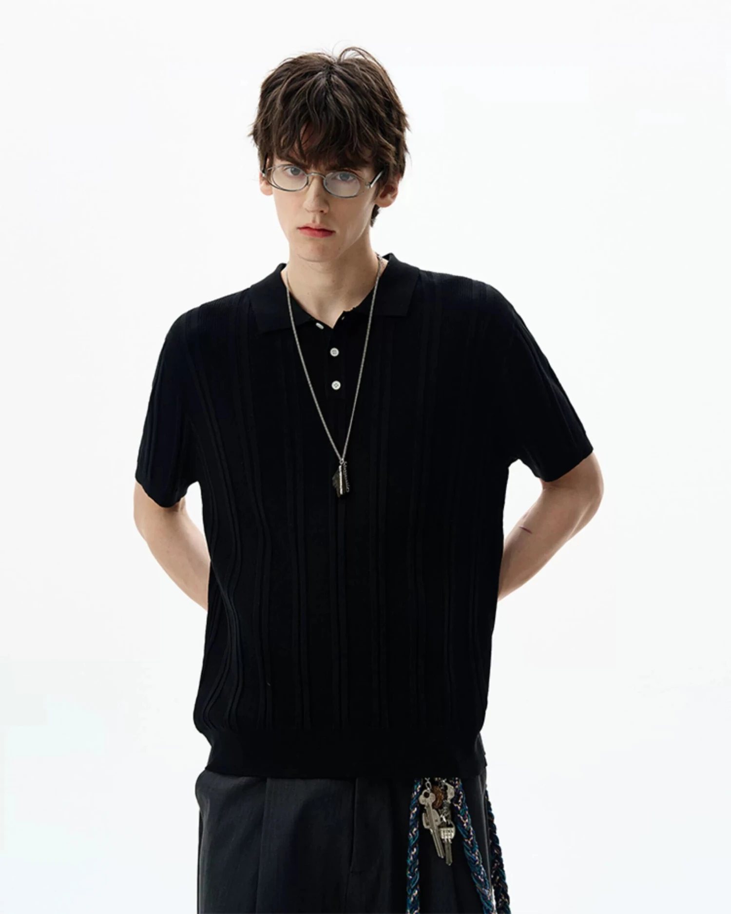 Ribbed Knit Short Sleeve Polo Shirt 10 Ribbed Knit Short Sleeve Polo Shirt - Image 10