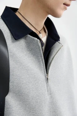 Half Zip Mock Two-Piece Layered Pullover Sweatshirt -Modern Wear Shop bf45700128677f2135d9bec05f33a8ba