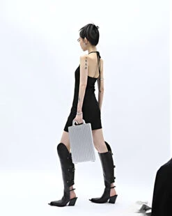 High Neck Halter Classic Mini Dress -Modern Wear Shop bf486e6eac3694148f6f31b777270468