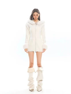 Faux Fur Trim Hooded Zip-Up Knit Jacket -Modern Wear Shop bf60f1eb1fdc2cdfde4a9589c3536872