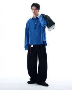 Double Contrast Stripe Collar Long Sleeve Button Shirt -Modern Wear Shop bf86863e75cb5157a5c41ac7745d012a