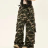 Camouflage Cargo Trousers With Double Side Belt Straps