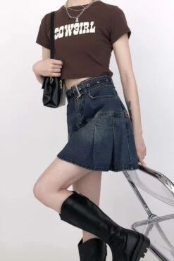 Tier Pleated Mini Denim Skirt With Belt 18 Tier Pleated Mini Denim Skirt With Belt -Modern Wear Shop c0361cdca704c4afa14ec8ab59544f3a