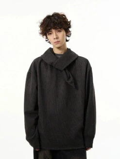 Drop Shoulder Sweatshirt With Scarf Detail -Modern Wear Shop c088f0c2d20300559e140a96b4e58655