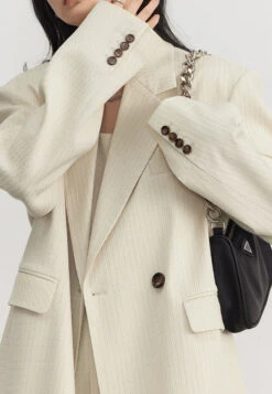 Pinstripe Texture Oversized Blazer And Pleated Dress Set -Modern Wear Shop c098ec4b12d99fd8f7f40cf00e261f34