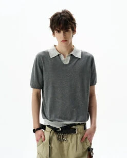 Contrast Trim Short Sleeve Knit Polo Shirt 13 Contrast Trim Short Sleeve Knit Polo Shirt -Modern Wear Shop c0b1ff479cf1453391b9f310395f33dd