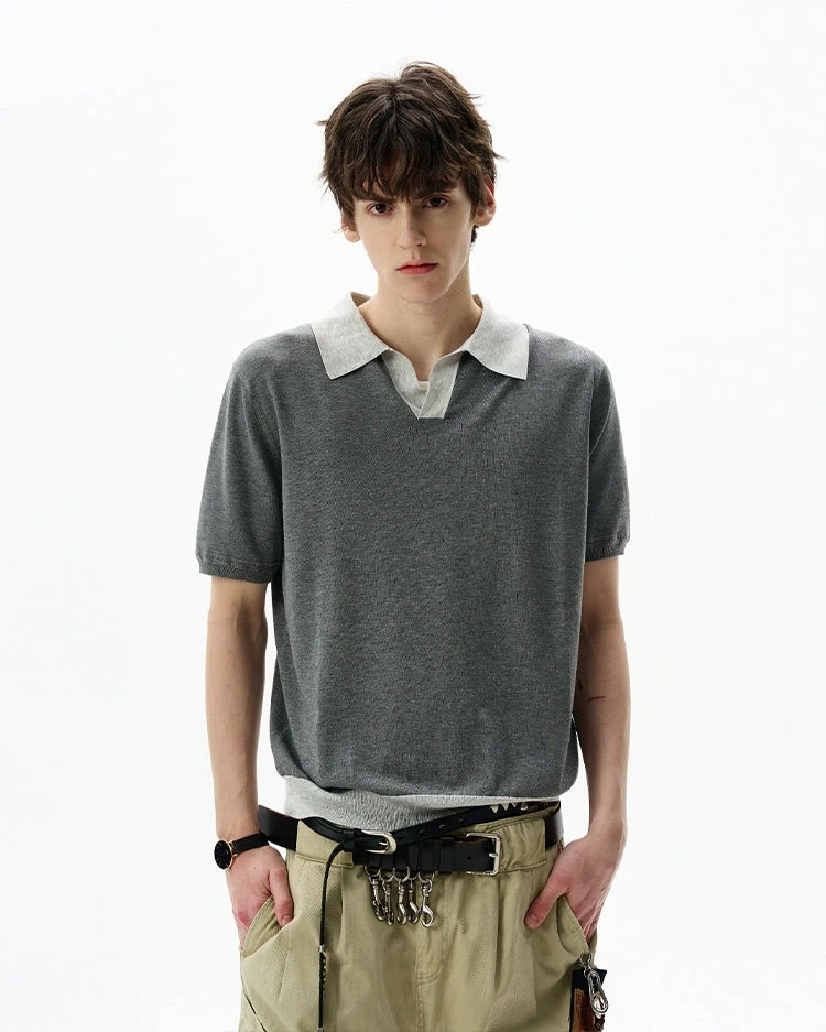 Contrast Trim Short Sleeve Knit Polo Shirt 5 Contrast Trim Short Sleeve Knit Polo Shirt - Image 5