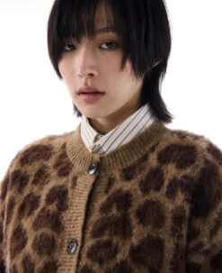 Animal Print Ribbed Trim Fuzzy Cardigan -Modern Wear Shop c0b89b90229f2d57bac65b6daba57b4a