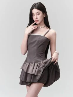 Adjustable Spaghetti Straps Tiered Ruffle Mini Dress -Modern Wear Shop c0f63ab82902cf4dc63fd164d4ebd12d