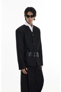 Structured Collarless Blazer With Asymmetric Metal Closure -Modern Wear Shop c12bbd4bfaa27416bf66c025d259cd4c