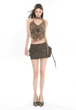 Leopard Print Halter Neck Sleeveless Crop Cami Top -Modern Wear Shop c14133324edaad8b61c31caf5290cea5