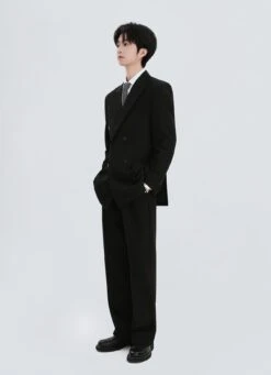 Straight Leg Pleated Trousers With Belt Loops -Modern Wear Shop c14df71c67fa6cd8879fd055f61d29ce topaz enhance 2x