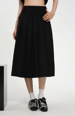 Front Pleated Midi Skirt With Back Slit And Belt Loops -Modern Wear Shop c15694c4a2e4da956087d7ad43c71332