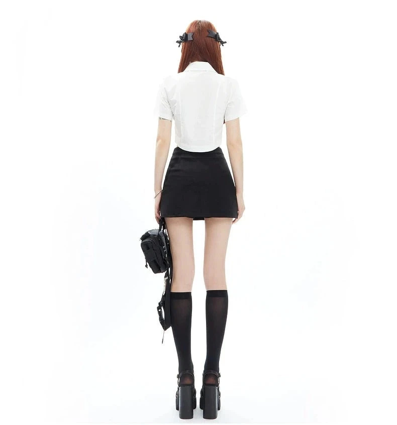 Asymmetric V-Cut Mini Skirt With Side Slit 13 Asymmetric V-Cut Mini Skirt With Side Slit - Image 13