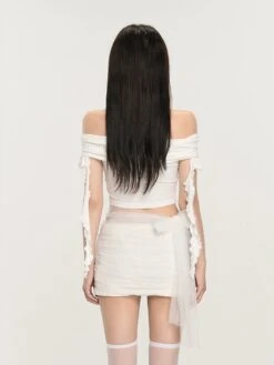 Off-Shoulder Ruched Crop Top With Tie Sleeves 19 Off-Shoulder Ruched Crop Top With Tie Sleeves -Modern Wear Shop c15c1345f11e53c2da9eac332da30bb2