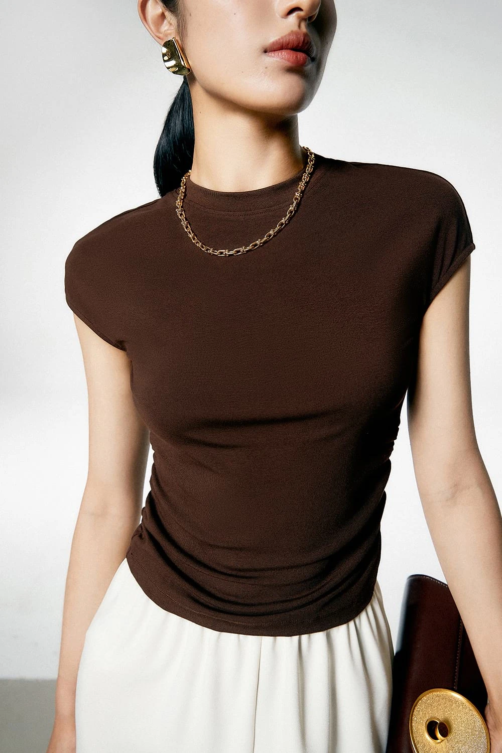 Ruched Side Short Sleeve Baby Tee 9 Ruched Side Short Sleeve Baby Tee - Image 9