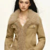 Skinny Faux Fur Trim Zip Jacket