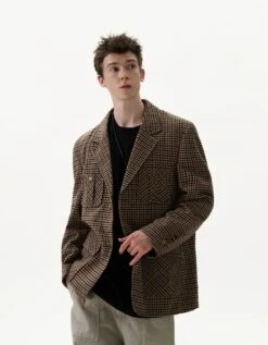 Checker Pattern Single-Breasted Blazer Jacket 13 Checker Pattern Single-Breasted Blazer Jacket -Modern Wear Shop c18f42269d94692c79b773d896343823