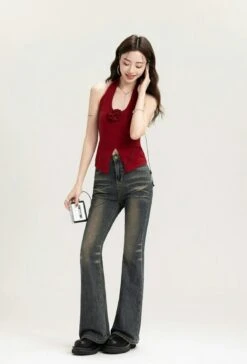 Sleeveless Halter Top With Front Rose Detail 28 Sleeveless Halter Top With Front Rose Detail -Modern Wear Shop c192a5ed661b8dcea16c41f79d10dd15