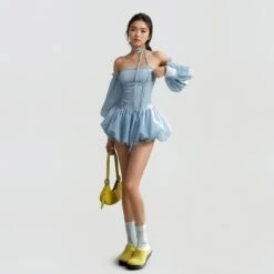 Tube Balloon Mini Dress With Detachable Puff Sleeves -Modern Wear Shop c1b5db2a77ff176229c7a1458f7c8e66