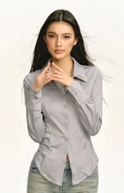 Classic Button-Up Long Sleeve Blouse -Modern Wear Shop c1e89a0fa3a2a3a86fb39da370e7357c