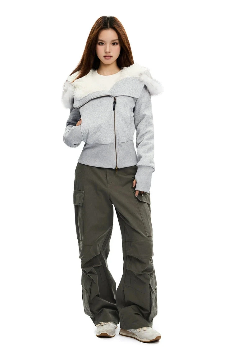 Fleece-Lined Hooded Jacket With Faux Fur Trim 6 Fleece-Lined Hooded Jacket With Faux Fur Trim - Image 6