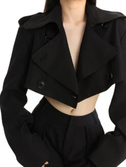 Boxy Cropped Double Breasted Trench Jacket -Modern Wear Shop c268df2ae6f7160c614ec9a9946b8204