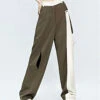 Color Block Wide Leg Pants With Side Cutouts
