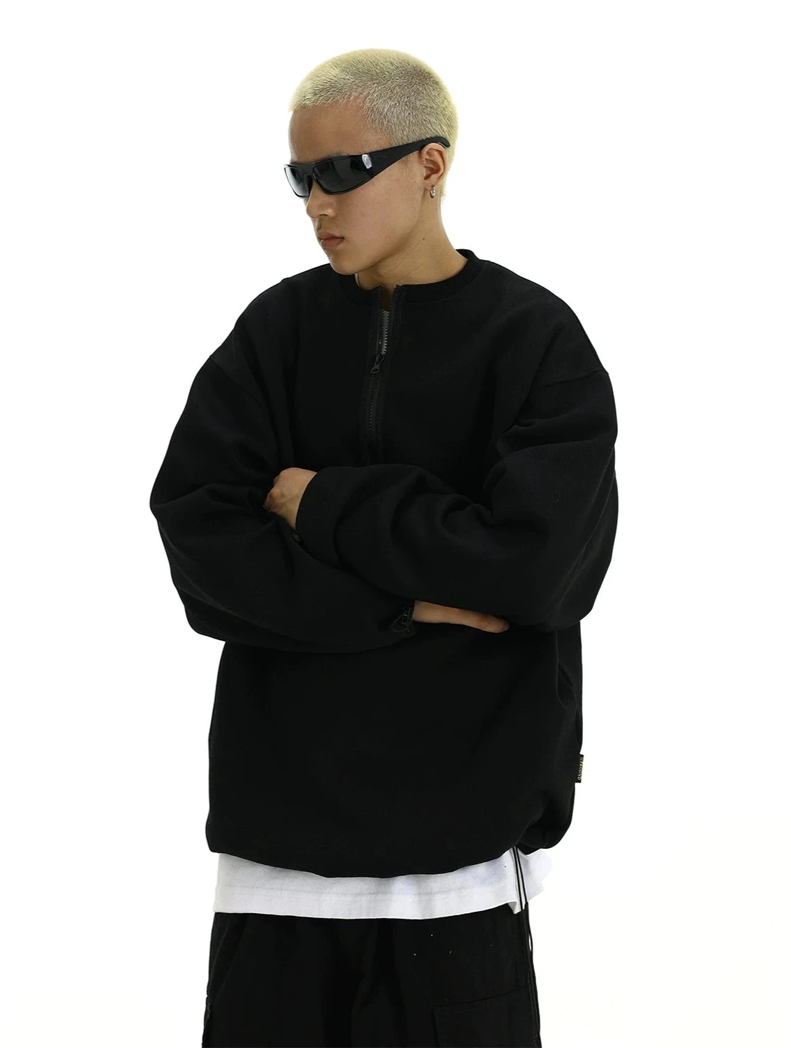 Oversized Half-Zip Ribbed Sweatshirt 7 Oversized Half-Zip Ribbed Sweatshirt - Image 7