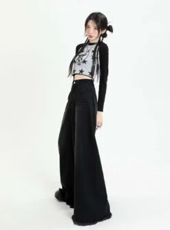 Distressed Hem Extra Wide Leg Jeans -Modern Wear Shop c3396cde67eec564caa15055939bd068