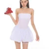 Sleeveless Spaghetti Strap Bubble-Skirt Skater Dress