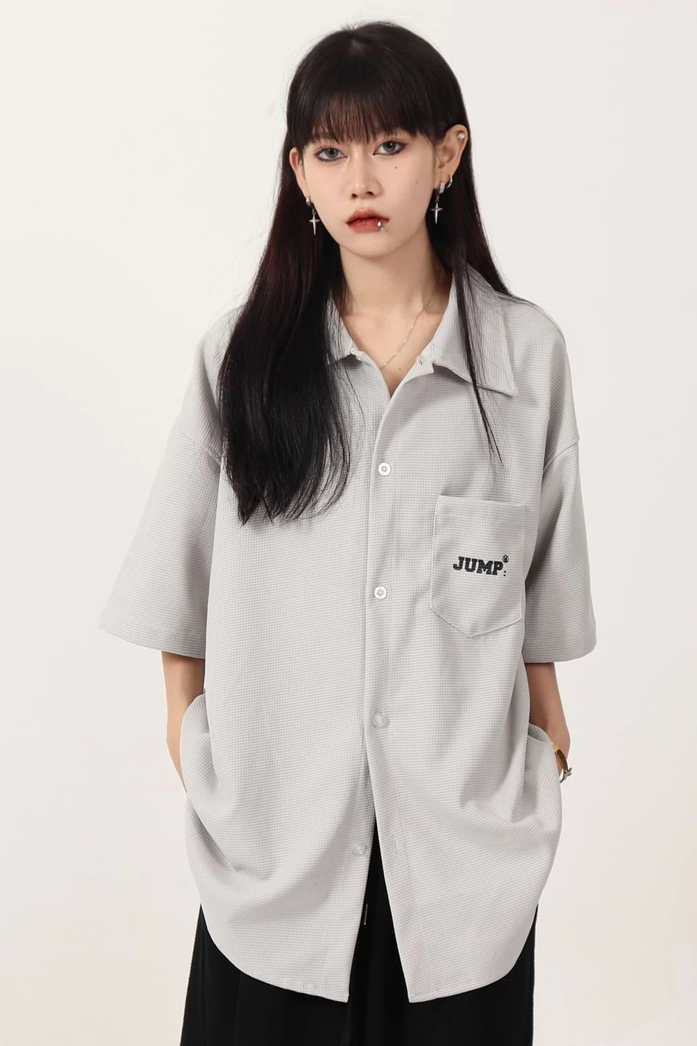 Waffle Texture Oversized Button Shirt 12 Waffle Texture Oversized Button Shirt - Image 12