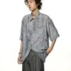 Metallic Sheen Abstract Print Oversized Button-Up Shirt