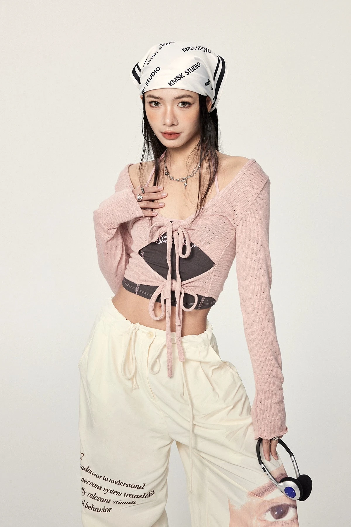 Long Sleeve Crop Top With Lace-Up Detail 18 Long Sleeve Crop Top With Lace-Up Detail - Image 18