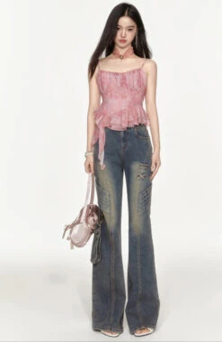 Asymmetric Layered Ruffle Spaghetti Strap Tie Dye Cami Top -Modern Wear Shop c4ee0761cb52c88aa0d2b6417f575b45