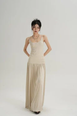 Pleated Skirt Sleeveless Maxi Dress