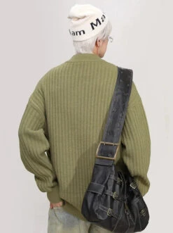 Mock Neck Ribbed Knit Sweater With Chest Pocket -Modern Wear Shop c55395567e82aeffbc7b7bd62eb30483