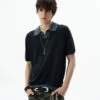 Contrast Trim Short Sleeve Knit Polo Shirt