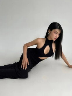 Sleeveless Halter Neck Cutout Maxi Dress -Modern Wear Shop c5e9894837106e299874cff46e13df22