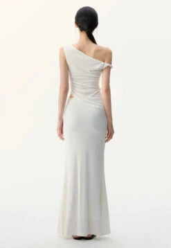 One Shoulder Asymmetric Ruched Top And Twist Wrap Maxi Skirt Two-Piece Set -Modern Wear Shop c6224396b1166f6e40d319f63cbba039