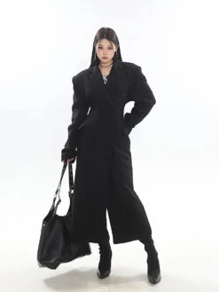 Double-Breasted Longline Bouclé Coat -Modern Wear Shop c648f34a496ac36f73b5077c461e3d83