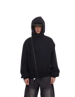 Oversized Asymmetric Zip-Through Hoodie Jacket -Modern Wear Shop c654a3a7c80e78efe31606b8df446c17