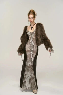 Faux Fur V-Neck Short Coat -Modern Wear Shop c6594cba27878bdc01c539849d9747e6