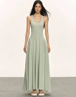 Sleeveless Racerback Maxi Dress With Cut-Out Back