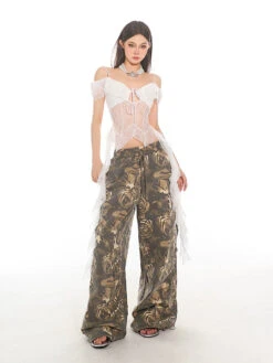 Off-Shoulder Lace Sheer Crop Top With Tassel Details -Modern Wear Shop c6886283105c02d9080b6964eb43607e