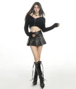 Cropped V-Neck Zip Fuzzy Cardigan 5 Cropped V-Neck Zip Fuzzy Cardigan -Modern Wear Shop c6c385beac800be2b91f6b581d86b484