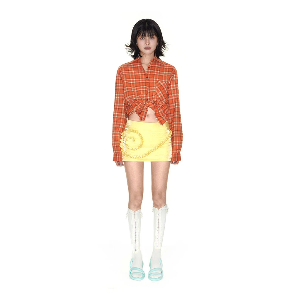 Metallic Mini Skirt With Ruffled Spiral Details 2 Metallic Mini Skirt With Ruffled Spiral Details - Image 2