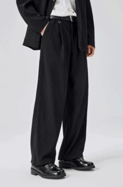 Ribbed Textured Blazer And Wide-Leg Trousers Two-Piece Set -Modern Wear Shop c6dcfaeccb1cc9e158ff9457f2efa830